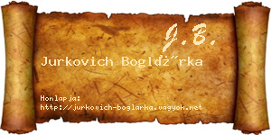 Jurkovich Boglárka névjegykártya